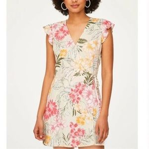 LOFT floral print v-neck skort romper